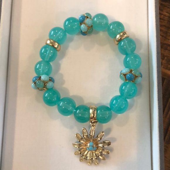 Talbots teal and gold bracelet with stretch - Picture 2 of 2